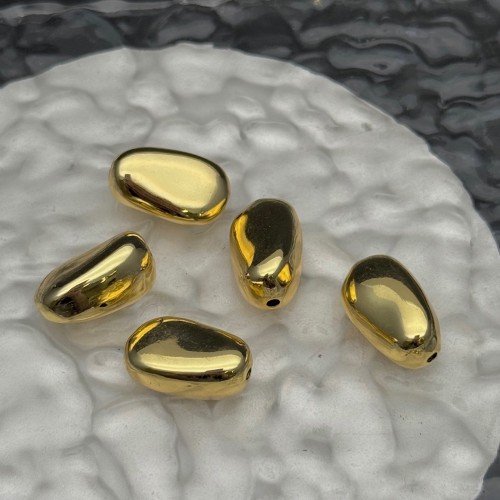 Бусина, разделитель, галька, латунь, цвет золото, размер 18х10 мм, цена за 1 шт