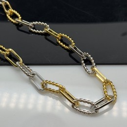 Цепь № 57, цвет серебро-золото, биколор размер звена 16х9 и 16х7 мм, цена за 0,5 метра