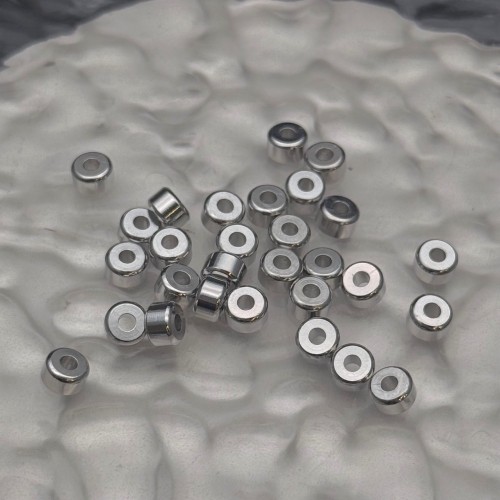 Бусина, разделитель, латунь, цвет серебро, размер 5х3 мм, цена за 10 шт