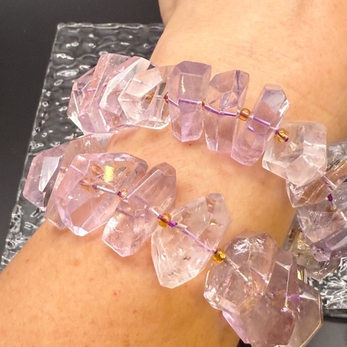 Каменные бусины, Аметист лавандовый, экстра люкс, фриформы, огранка, ~21х8 мм, длина нити 19 см