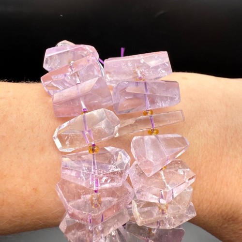 Каменные бусины, Аметист лавандовый, экстра люкс, фриформы, огранка, ~21х8 мм, длина нити 19 см