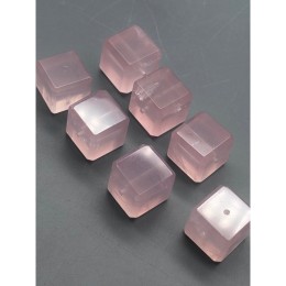 Каменные бусины, Розовый кварц, мадагаскарский, люкс, кубик, бусина, размер 15 мм, цена за 1 шт.