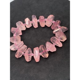 Каменные бусины, Розовый кварц, мадагаскарский, экстра люкс, №2, фриформы, огранка, ~20х9 мм, длина нити 19 см