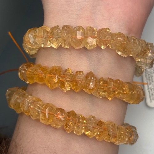 Каменные бусины, Цитрин, экстра люкс, фриформы, огранка, ~12х6 мм, длина нити 19 см