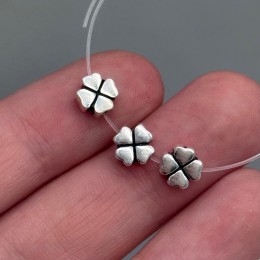 Бусина, разделитель, клевер, тайское серебро, размер 7х3 мм