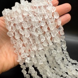 Каменные бусины, Горный хрусталь, не обработанный, фриформы, 7-9 мм, длина нити 40 см