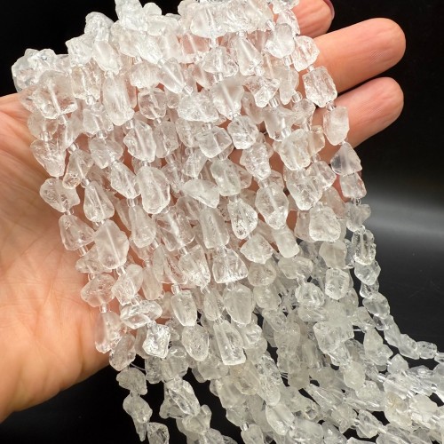 Каменные бусины, Горный хрусталь, не обработанный, фриформы, 7-9 мм, длина нити 40 см