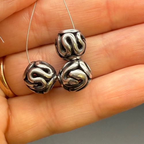 Бусина, разделитель, Змея, нержавеющая сталь, размер 10 мм