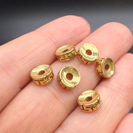 Бусина, разделитель, нержавеющая сталь, с позолотой, размер 8х3 мм