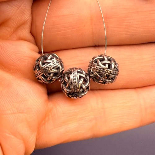 Бусина, Шар с узором, нержавеющая сталь, размер 10 мм