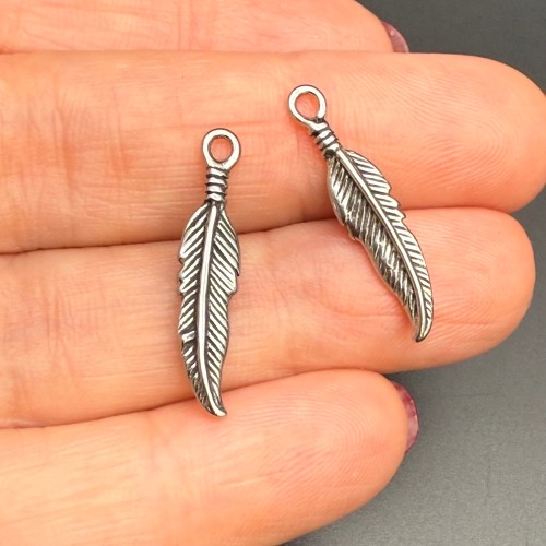 Подвеска, "Перо", нержавеющая сталь, размер 25х5 мм