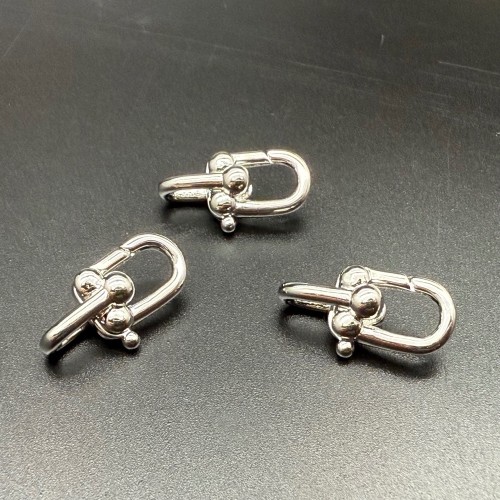 Карабин, родий/латунь, цвет серебро, размер 20х9 мм, цена за шт