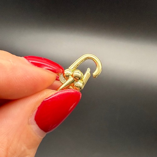 Карабин, родий/латунь, цвет золото, размер 20х9 мм, цена за шт