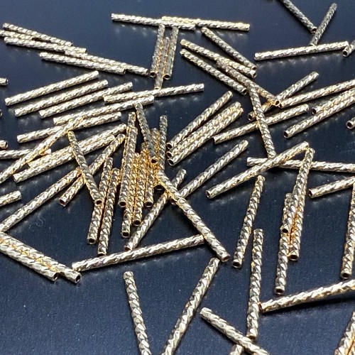 Разделитель, трубочка, рифленная, прямая, латунь, цвет золото, размер 20х2 мм