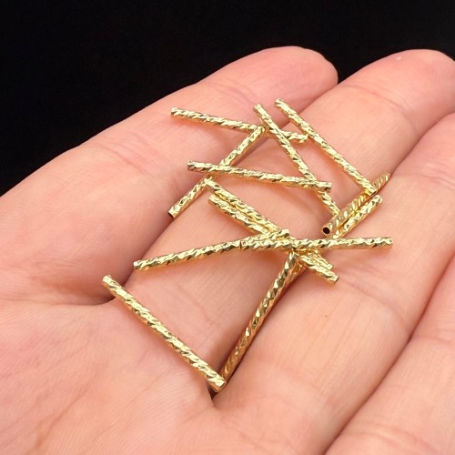 Разделитель, трубочка, рифленная, прямая, латунь, цвет золото, размер 20х2 мм