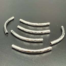 Разделитель, трубочка, рифленная, латунь, цвет серебро/родий, размер 35х3 мм