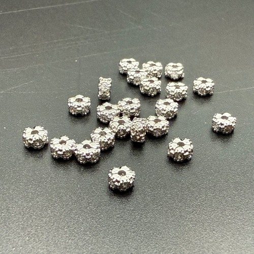 Разделитель с фианитами, латунь, цвет серебро/родий, размер 4х2,5 мм, цена за 10 шт