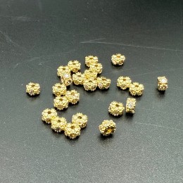 Разделитель с фианитами, латунь, цвет золото, размер 4х2,5 мм, цена за 10 шт