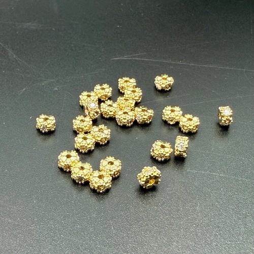 Разделитель с фианитами, латунь, цвет золото, размер 4х2,5 мм, цена за 10 шт