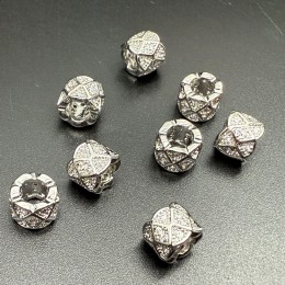 Разделитель с фианитами, латунь, цвет серебро/родий, размер 7х6 мм