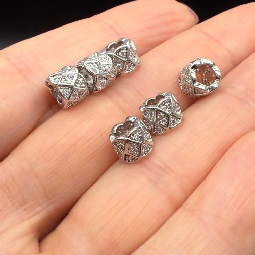 Разделитель с фианитами, латунь, цвет серебро/родий, размер 7х6 мм