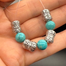 Бусина, разделитель, с фианитами, латунь, цвет серебро/родий, размер 10х7,5 мм