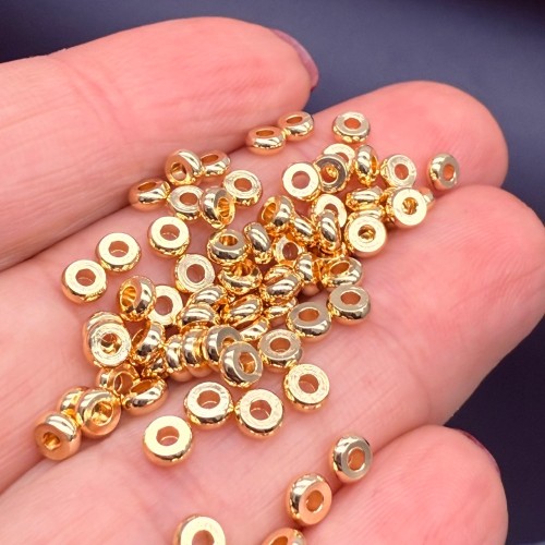 Бусина, разделитель, латунь, цвет золото, шайба 4х2 мм, цена за упаковку (20 шт)