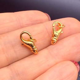 Карабин, с колечком, родий/латунь, цвет золото, размер 14 мм, цена за шт