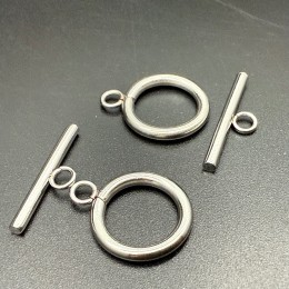 Замочек, тогл, нержавеющая сталь, палочка 20х2 мм, круг 14х2 мм