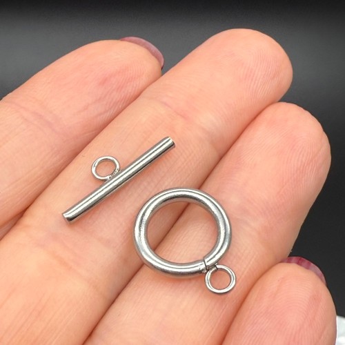 Замочек, тогл, нержавеющая сталь, палочка 18х2 мм, круг 13х2 мм