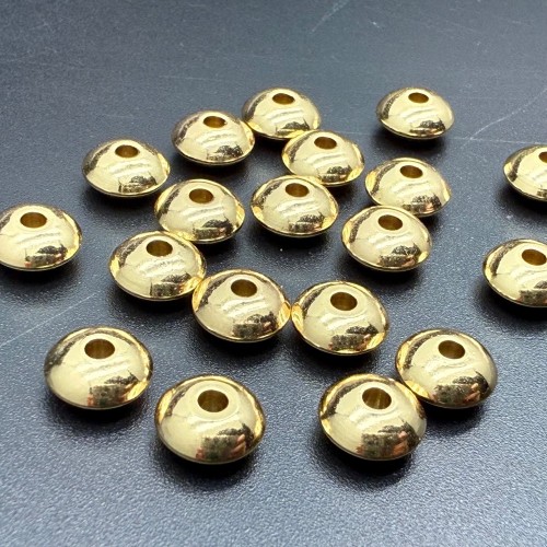 Бусина, разделитель, диск, нержавеющая сталь, цвет золото, размер 8х4 мм, цена за 1 шт.