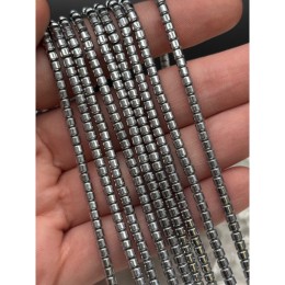 Каменные бусины, Гематит синтетический, цвет серебро, трубочки, размер 3х3 мм, нить 40 см