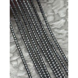 Каменные бусины, Гематит синтетический, цвет серебро, трубочки, размер 3х3 мм, нить 40 см