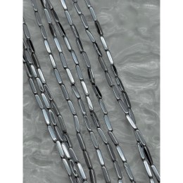 Каменные бусины, Гематит синтетический, трубочки, цвет серебро, размер 8х2 мм, нить 38 см