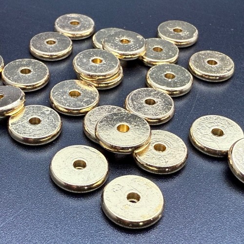 Бусина, разделитель, круг, нержавеющая сталь, цвет золото, размер 10х2 мм