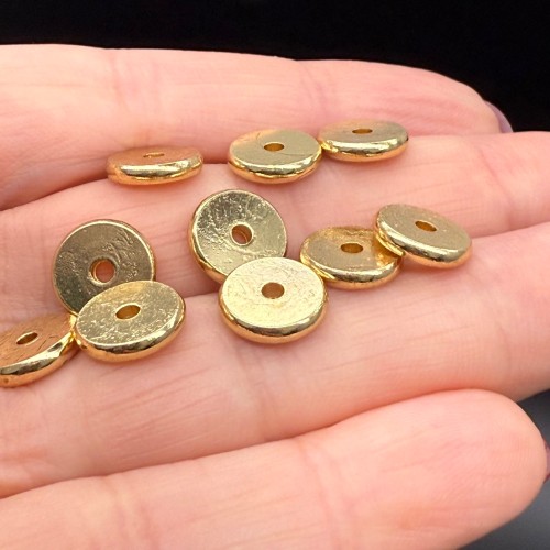 Бусина, разделитель, круг, нержавеющая сталь, цвет золото, размер 10х2 мм