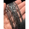Каменные бусины, Гематит синтетический, трубочки, цвет темное серебро, размер 8х2 мм, нить 38 см