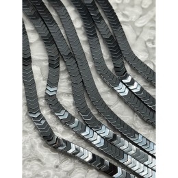 Каменные бусины, Гематит синтетический, стрелка, цвет темное серебро, размер 6х2 мм, нить 40 см