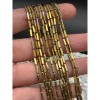 Каменные бусины, Гематит синтетический, трубочки, цвет золото, размер 8х2 мм, нить 38 см