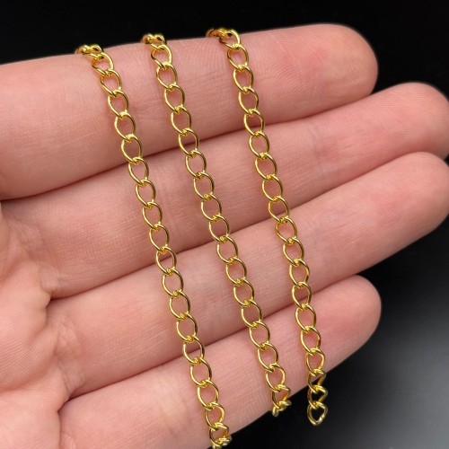 Цепь, №203, модель SS 925, с позолотой, размер звена 5,5х4,3 мм, цена за 0,5 метра