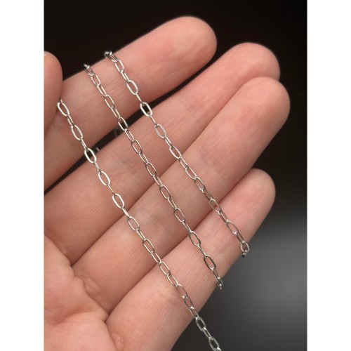 Цепь, №106, модель SS 925, родированное, размер звена 4,5х2,3 мм, цена за 0,5 метра