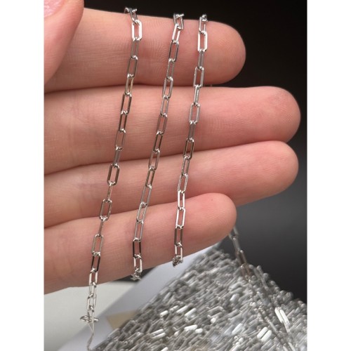 Цепь, №107, модель SS 925, родированное, размер звена 5,5х2,7 мм, цена за 0,5 метра