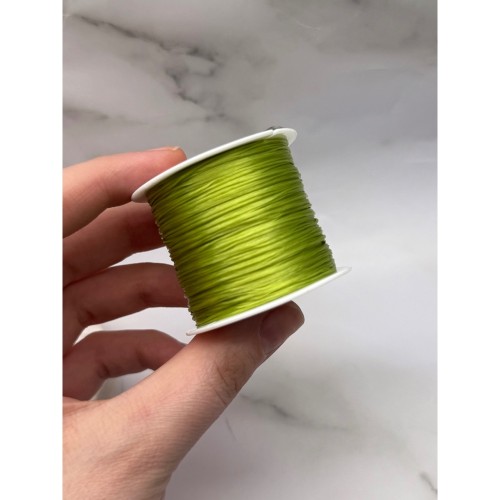 Леска-резинка, многожильная, желто-зеленая, для плетения браслетов, толщина 0,8 мм, 50 м/катушка, цена за 1 шт