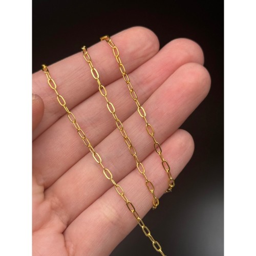 Цепь, №206, модель SS 925, с позолотой, размер звена 4,5х2,3 мм, цена за 0,5 метра