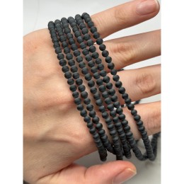 Каменные бусины, Агат, чёрный, матовый, шарик гладкий, 4 мм, длина нити 38 см