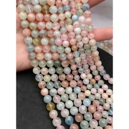 Каменные бусины, Берилловый Микс, люкс, шарик гладкий, 10 мм, длина нити 19 см