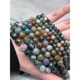 Каменные бусины, Яшма, зелёная, индийская, шарик огранка, 10 мм, длина нити 38 см