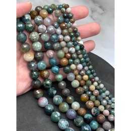 Каменные бусины, Яшма, зелёная, индийская, шарик огранка, 10 мм, длина нити 38 см