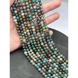 Каменные бусины, Яшма, зелёная, индийская, шарик огранка, 6 мм, длина нити 38 см