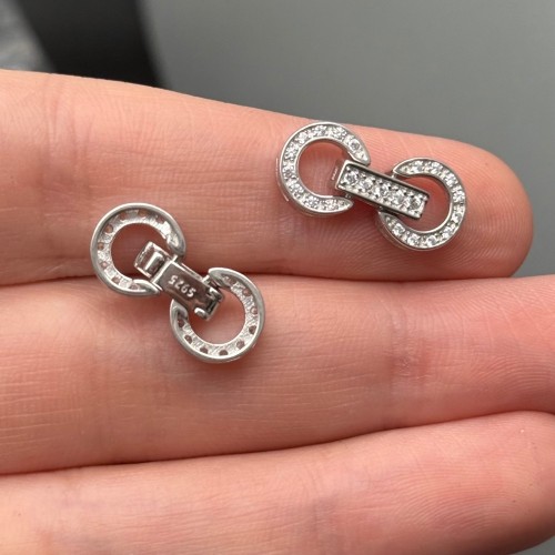 Замок, круглый, модель SS 925, с циркониями, покрытие родий, размер 19х9 мм, цена за 1 шт